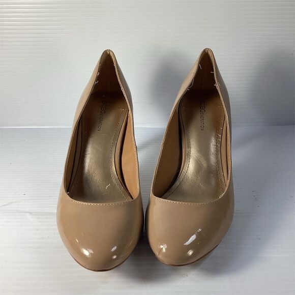 Women's Beige Patent Leather Stiletto Pumps Size 9 Pointed Toe Formal - Picture 3 of 6